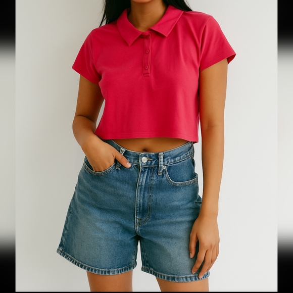 TNA Tops - ARITIZA TNA Red cropped Polo shirt red/pink Fits size M/L